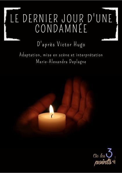 Theatrical poster for Victor Hugo monologue 'Le dernier jour d'une condamnée' — solemn female silhouette lit by narrow light through prison bars, minimalist, dark blue and gray palette, dramatic, high-resolution